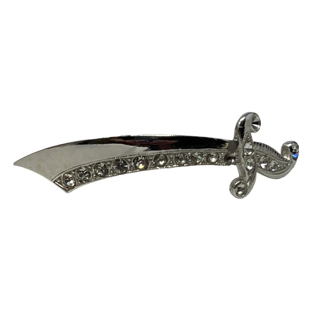 Vintage ORA Sword Silver‎ Tone Rhinestone Sabre Ralph Singer Pin